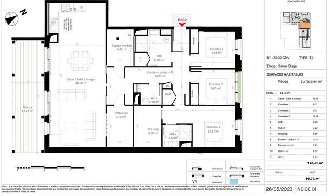 Appartement T4 à vendre - 4 pièces - 128.45 m2 - OLIVET - 45 - CENTRE - Century 21 Premium